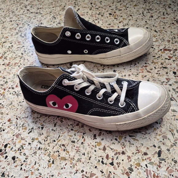Comme Des Garcons Converse Womens 9 Black Low Top Sneakers - Picture 3 of 12